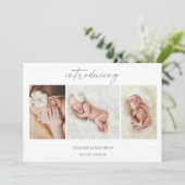 Minimal Introducing Baby Photo Announcement Card Kaart (Staand voorkant)
