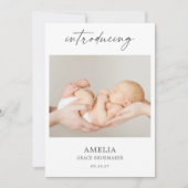 Minimal Introducing Photo Baby Announcement Card Kaart (Voorkant)