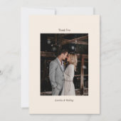 Minimal Ivory Brown Elegant Wedding Custom Photo Bedankkaart (Voorkant)