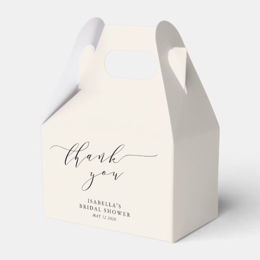 Minimal Ivory Cream Vrijgezellenfeest Dank u Bedankdoosjes (Voorkant Zijde)