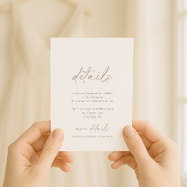 Minimal Ivory Wedding Details Card Kaart