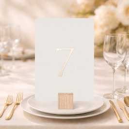 Minimal Ivory Wedding Table Number with Real Gold Folie Feestdagenkaart