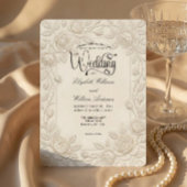 Minimal Ivory White Formal Typography Wedding Kaart