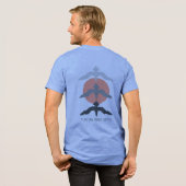 Minimal Japanese Fish Hawk Ukiyo-e Style Blue Tri-Blend Shirt (Voorkant)