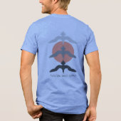 Minimal Japanese Fish Hawk Ukiyo-e Style Blue Tri-Blend Shirt (Achterkant)