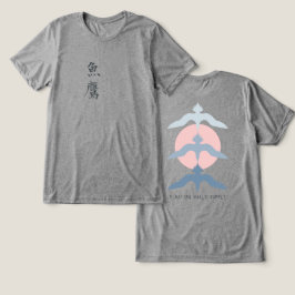 Minimal Japanese Fish Hawk Ukiyo-e Style Gray Tri-Blend Shirt