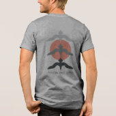 Minimal Japanese Fish Hawk Ukiyo-e Style Gray Tri-Blend Shirt (Achterkant)