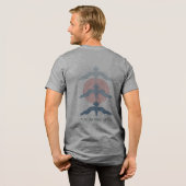 Minimal Japanese Fish Hawk Ukiyo-e Style Gray Tri-Blend Shirt (Voorkant)