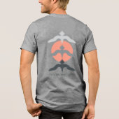 Minimal Japanese Fish Hawk Ukiyo-e Style Gray Tri-Blend Shirt (Achterkant)