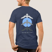 Minimal Japanese Fish Hawk Ukiyo-e Style Navy Tri-Blend Shirt (Achterkant)