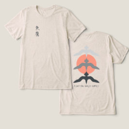 Minimal Japanese Fish Hawk Ukiyo-e Style Oatmeal Tri-Blend Shirt