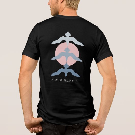 Minimal Japanese Fish Hawk Ukiyo-e Style Tri-Blend Shirt (Achterkant)