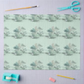 Minimal Japanese Landscape Trees Soft Green Water Tissuepapier (Craft)