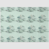 Minimal Japanese Landscape Trees Soft Green Water Tissuepapier (Voorkant)