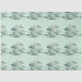 Minimal Japanese Landscape Trees Soft Green Water Tissuepapier