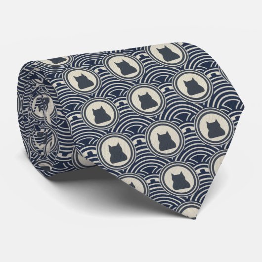Minimal Japanese Pattern Necktie – Asanoha Wave Stropdas (Opgerold)