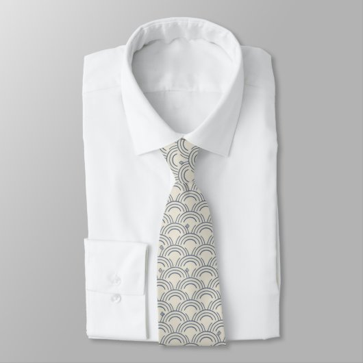 Minimal Japanese Pattern Necktie – Seigaiha Design Stropdas (Gebonden)