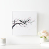 Minimal Japanese Tree Branch Vierkante Klok (Huis)