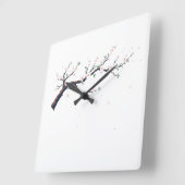 Minimal Japanese Tree Branch Wall Clock Vierkante Klok (Hoek)