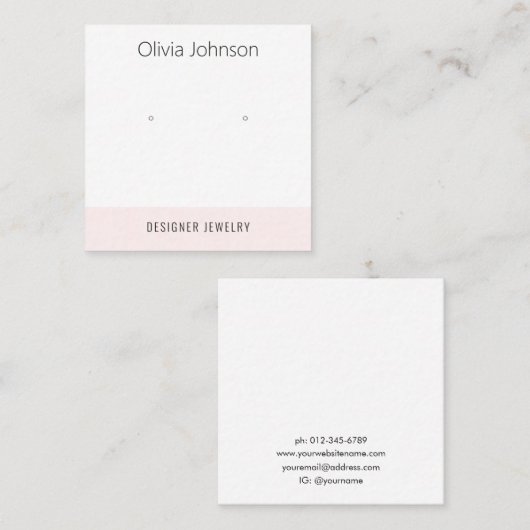 Minimal Jewelry Earring Display Visitekaartje (Voorkant / Achterkant)