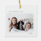 Minimal Joy Peace Love Christmas 2 Foto Keramisch Ornament (Voorkant)