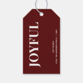 Minimal JOYFUL | Deep Red Holiday Cadeaulabel (Voorkant)