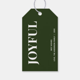 Minimal JOYFUL | Forest Green Holiday Cadeaulabel