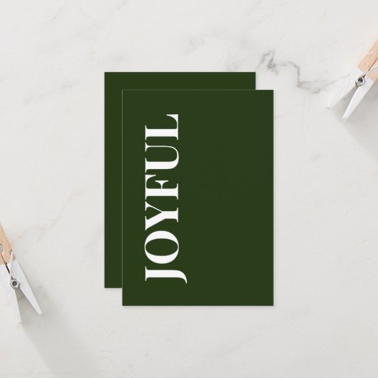 Minimal JOYFUL | Forest Green Holiday Greeting Kaart (Voorkant / Achterkant in situ)