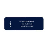 Minimal JOYFUL | Navy Blue Holiday Address Label (Voorkant)