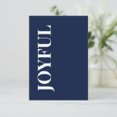 Minimal JOYFUL | Navy Blue Holiday Greeting Kaart (Staand voorkant)