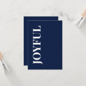 Minimal JOYFUL | Navy Blue Holiday Greeting Kaart (Voorkant / Achterkant in situ)
