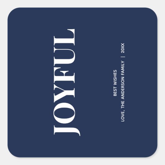 Minimal JOYFUL | Navy Blue Holiday Vierkante Sticker (Voorkant)