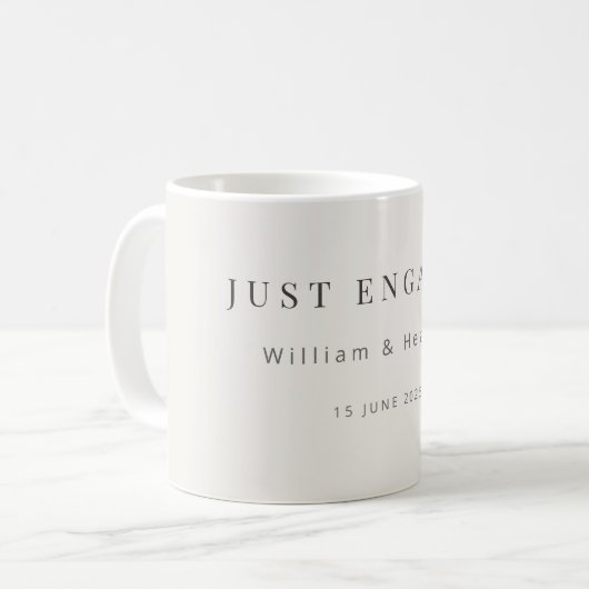 Minimal Just Engaged Mug | Modern  Koffiemok (Voorkant links)