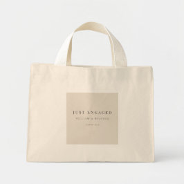 Minimal Just Engaged Tote Bag | Natural Linen