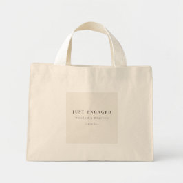 Minimal Just Engaged Tote Bag | Warm Ivory