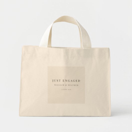 Minimal Just Engaged Tote Bag | Warm Ivory (Voorkant)