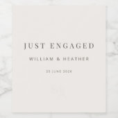 Minimal Just Engaged Wine Label | Warm White Wijn Etiket (Enkel label)