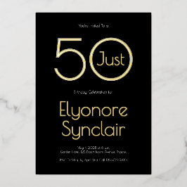 Minimal Just Fifty 50th Birthday Party Folie Uitnodiging