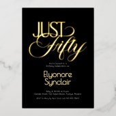 Minimal Just Fifty 50th Birthday Party Folie Uitnodiging (Voorkant)