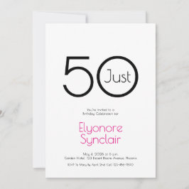 Minimal Just Fifty 50th Birthday Party Invitation Kaart