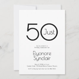 Minimal Just Fifty 50th Birthday Party Invitation Kaart