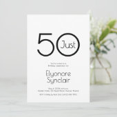 Minimal Just Fifty 50th Birthday Party Invitation Kaart (Staand voorkant)
