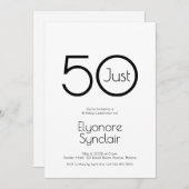 Minimal Just Fifty 50th Birthday Party Invitation Kaart (Voorkant / Achterkant)