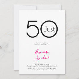 Minimal Just Fifty 50th Birthday Party Invitation Kaart
