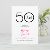 Minimal Just Fifty 50th Birthday Party Invitation Kaart (Staand voorkant)