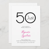 Minimal Just Fifty 50th Birthday Party Invitation Kaart (Voorkant / Achterkant)