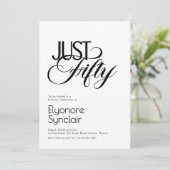 Minimal Just Fifty 50th Birthday Party Kaart (Staand voorkant)