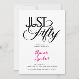 Minimal Just Fifty 50th Birthday Party Kaart