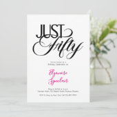 Minimal Just Fifty 50th Birthday Party Kaart (Staand voorkant)