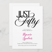 Minimal Just Fifty 50th Birthday Party Kaart (Voorkant / Achterkant)